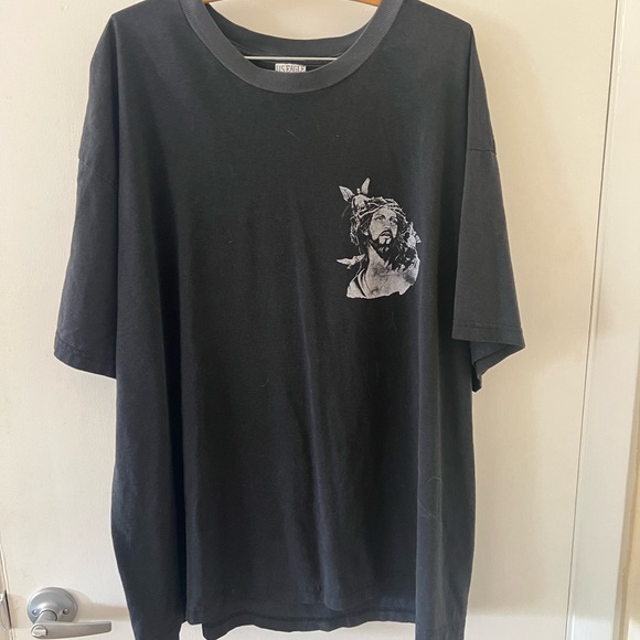 Vintage 90s Jesus with Angel Single Stitch Black T-shirt Graphics on Both Sides - Picture 2 of 5